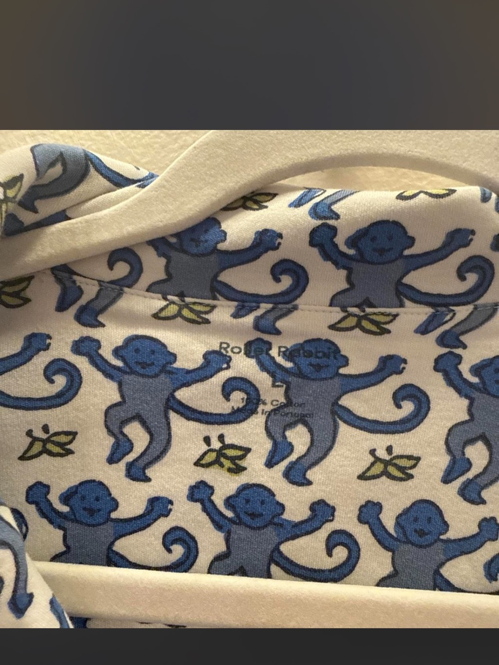 Roller Rabbit White Set with Blue Monkey Print - Picture 4 of 4